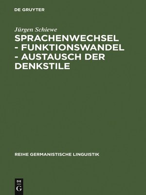 cover image of Sprachenwechsel--Funktionswandel--Austausch der Denkstile